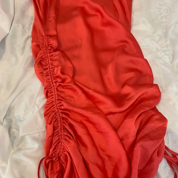 Lulu's Coral Spaghetti Strap Dress with Side Ruching Size S - Picture 7 of 13